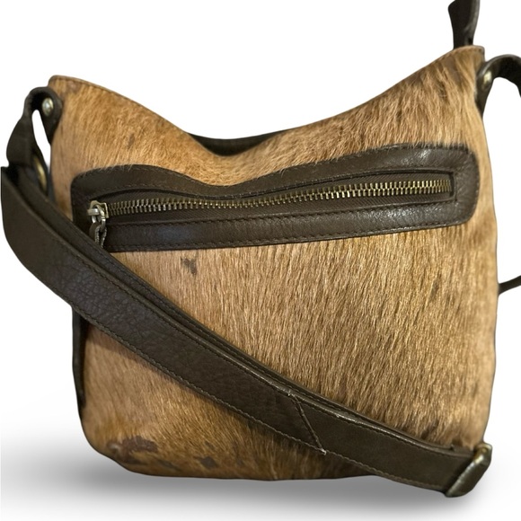 Authentic Maurizio Taiuti Cowhide Leather & Pony Hair Crossbody Bag 10.5x9 - Picture 1 of 9
